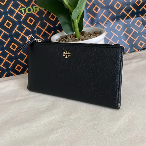 NWT , tory burch blake color block slim wallet black color - Picture 2 of 11